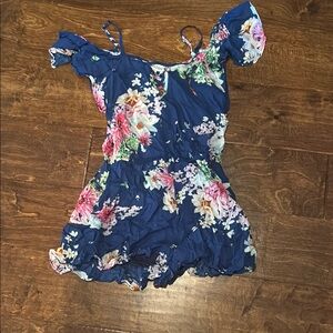DAVI & DANI Floral Blue Romper